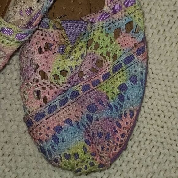 Faded Glory y2k Retro Rainbow Pastel Crochet Lace Kids tie dye shoes 🌈5 for $25 - Picture 3 of 9